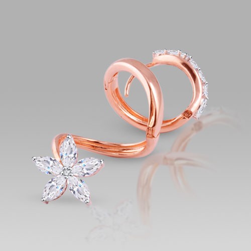 Designer Silver Rings for Women Sterling Silver Rose Gold Plated Cubic ...